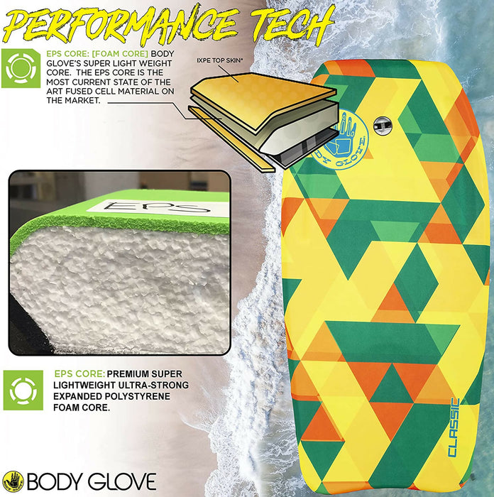 Body Glove 經典 33 吋 Bodyboard - EPS 核心，包括直皮帶，適合男士、女士、兒童 - 耐用，衝浪海洋夏季樂趣海灘水身體板