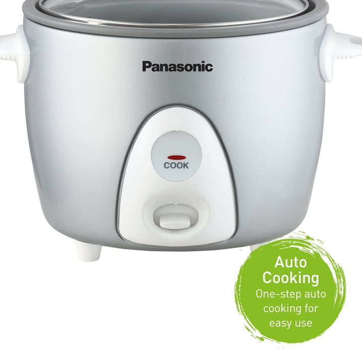 Panasonic SR-G06FGE 3 Cup Rice Cooker and Steamer, Silver