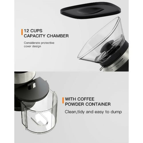 SBOLY Conical Burr Coffee Grinder, Electric Coffee Grinder with 19 Grind Settings, Stainless Steel for Drip, Percolator, French Press, Espresso