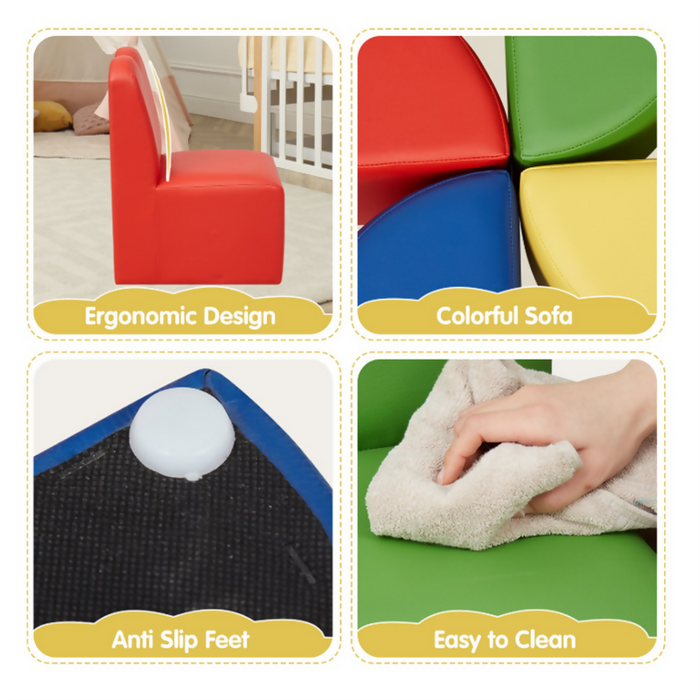 8PCS Toddler Sofa Couch – Kids’ Play Couch for Playrooms, Bedrooms, and Daycares. Multifunctional and colorful seating for indoor play and reading