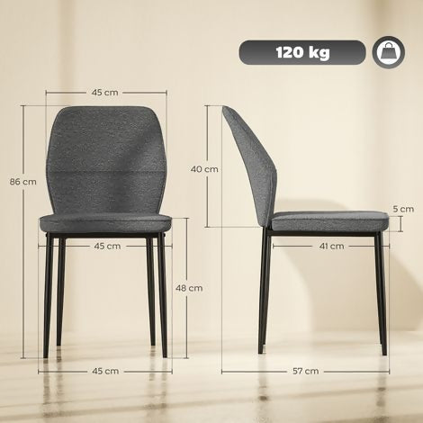 GOLDFAN Set of 4 Fabric Dining Chairs, Metal legs with Soft Paded Chairs for Home