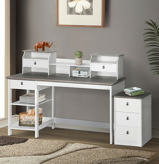 Maxxus White/Gray Oak 3-Drawer Lateral File Cabinet