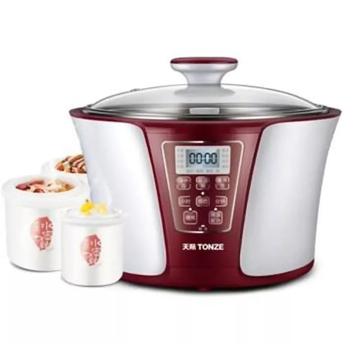 天際TONZE 不鏽鋼隔水電燉盅 白瓷全自動炖鍋 一鍋四膽 | Electric Stew Pot | 3.2L 600W