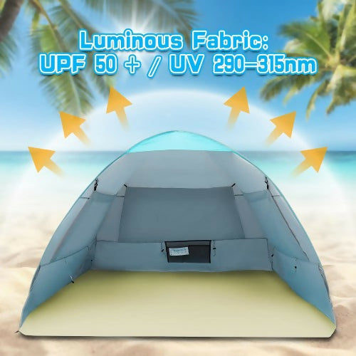 彈出式海灘帳篷，防紫外線便攜式輕型可折疊室內戶外帳篷，適合 2-3 人