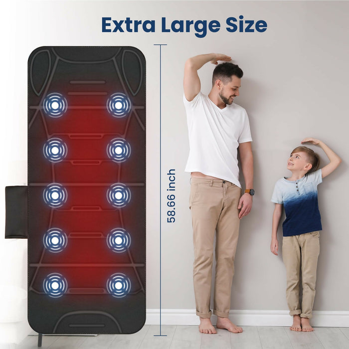 Full Body Massage Mat with Heat Extra Large Vibration Back Massager Pad with 10 Motors, 5 Modes, 3 Intensities, Remote Control for Sofa, Bed, Office & Gifts