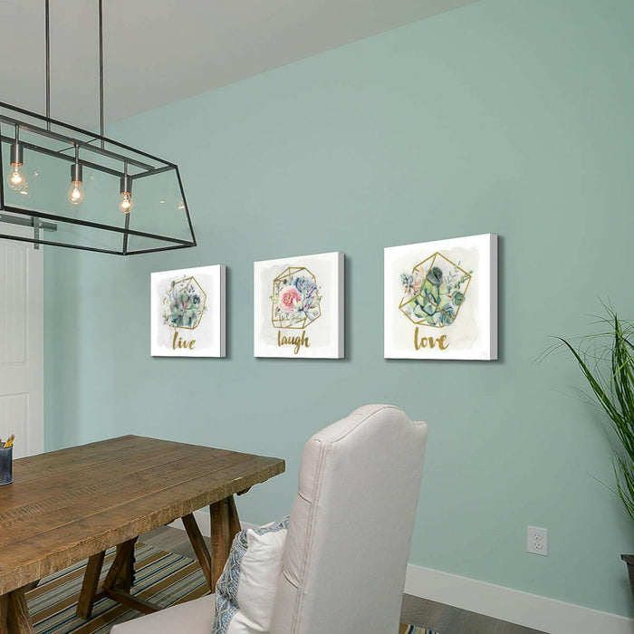 Floral Canvas Wall Art Set, 3 Piece Gold Foil, 20 x 20 in