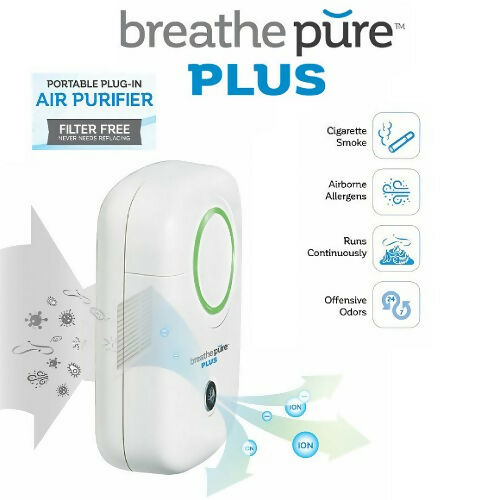 Breathe Pure Plus, Portable Plug-In Air Purifier with HEPA Filter, Ionic Technology