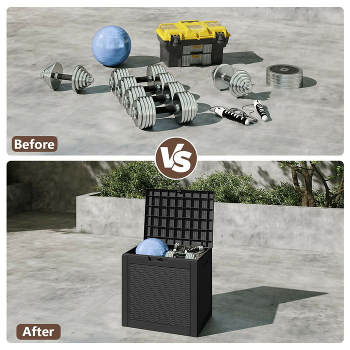 31 Gallon Outdoor Storage Deck Box Waterproof & UV Resistant Patio Storage Bin with Lockable Lid & Side Handles 220 lb Load Capacity Rattan Style for Yard Balcony Pool