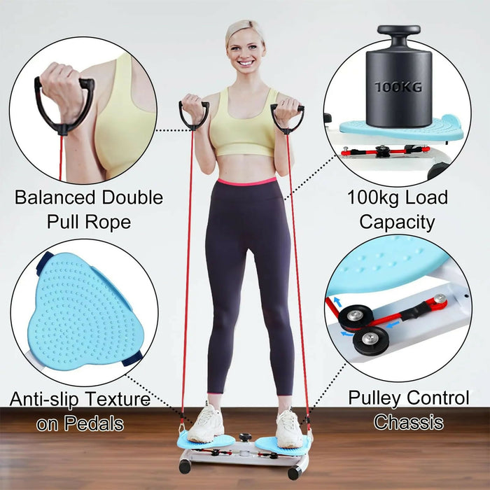 Waist Twister Board with Resistance Bands, Adjustable Resistance Twisting Fitness Tool, Anti-Slip Foot Massage Pedals, Balance Exercise Board for Home Workout, Core Training and Full Body Exercise