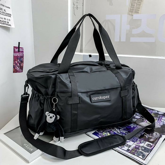 Large Black Duffle Bag | Lightweight Shoulder Travel Bag with Adjustable Strap, Carry Handles, Side Pockets, Spacious 56cm Weekender Gym Bag for Travel, Sports, School & Daily Use
