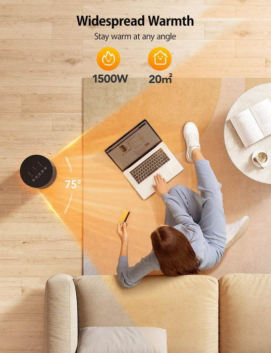 GoveeLife Smart Space Heater with Thermostat, 75° Oscillating Electric with Thermostat, App & Voice Remote, 24H Timer, Overheating & Tip-Over Protection, Energy ECO-Auto-Mode for Home Bedroom Office