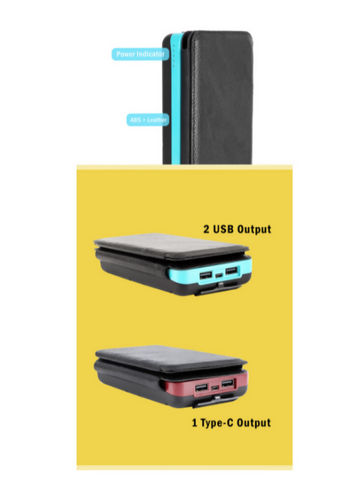 Icon Best 太陽能充電器，20000mAh 太陽能行動電源，4片可折疊太陽能板，戶外便攜充電器，帶3種模式露營燈的外接電池組 -(糖果藍)