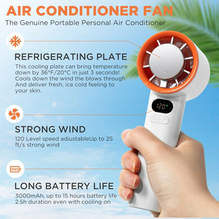 Portable Mini Fan Handheld Cooling Fan with Ice Cold Plate, 3000mAh Rechargeable Battery Instant Cooling, USB Personal Air Cooler for Home, Office, Travel, Outdoor Model B11B