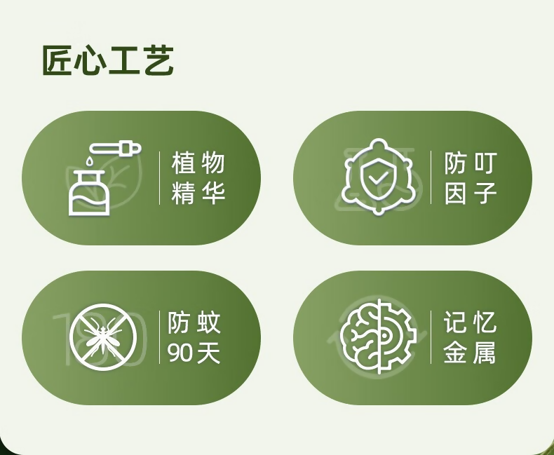 Qualitell 質零驅蚊手環Q1 成人防蚊兒童驅蚊器天然植物精油 橄欖綠/櫻花粉 （4個一組）