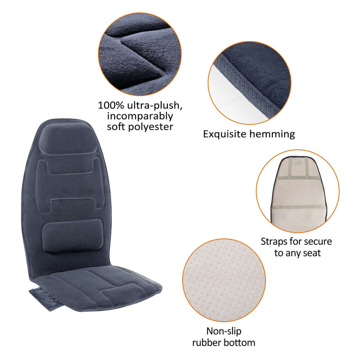 Massage Seat Cushion with Heat Vibration Back Massage Chair Pad with 10 Motors, Memory Foam Support, 2 Heat Levels, Remote Control for Home, Office & Sofa