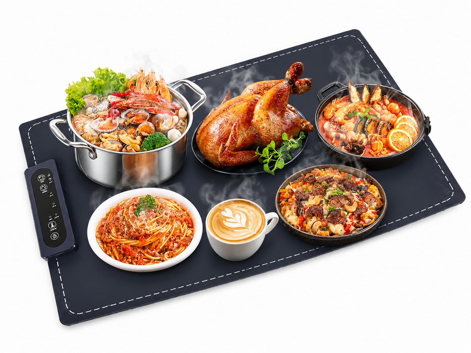 Electric Food Warming Mat with 6 Level Adjustable Temperature and 6 Hours Timer, Upgrade High-tech Graphene Heating Film, Fast Full Surface Heating Mat, Roll Up Food Warmers for Parties Buffet