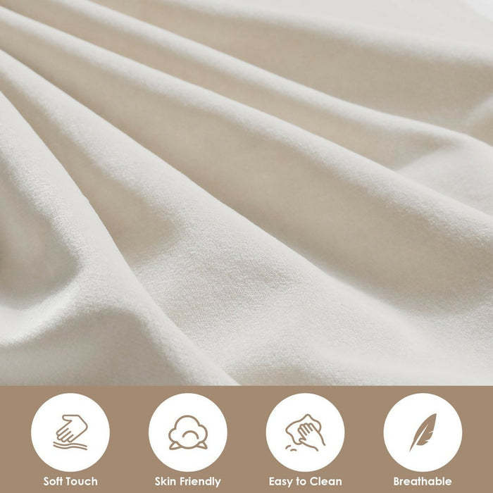 Velvet Upholstered Full-Size Bed Frame with 4 Storage Drawers, Cloud-Shaped Headboard, Sturdy Metal Slat Support, No Box Spring Required, Beige