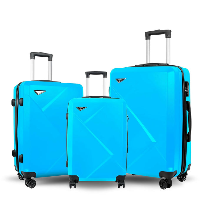 3-Piece ABS Hard Shell Luggage Set, 20"/24"/28" Expandable Suitcases with Spinner Wheels, Anti-Scratch & Built-In Lock - 808