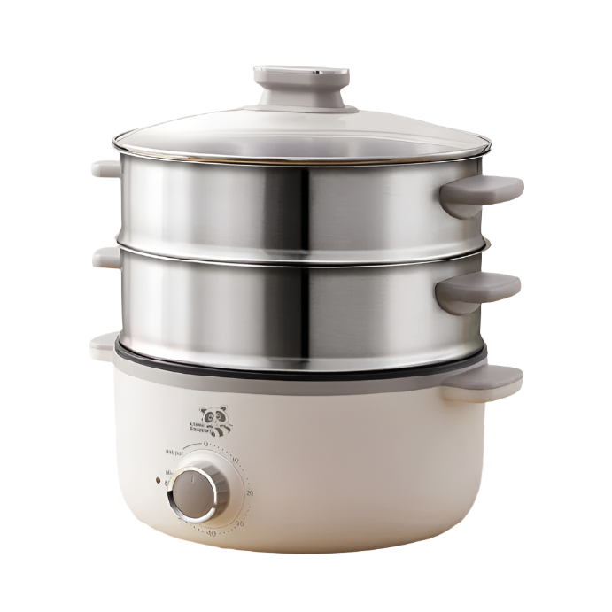 小浣熊 28cm多用途電蒸煮涮鍋 電蒸鍋 多功能鍋 量層大容量 Cooker/Steamer/Hot Pot 3L+5L*2 1500W