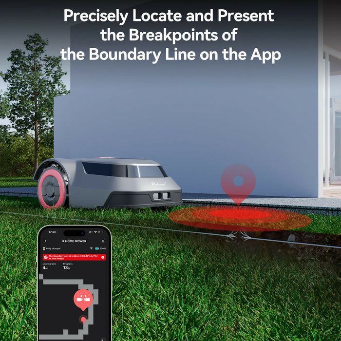 Redroad Robot Lawn Mower, Precise Boundary Wire Break Detection, Automatic robotic Lawnmower with Smart Navigation, APP Controlled, WiFi Bluetooth Connection, Lawns up to 5400 Sq Ft, 45% Slope Support