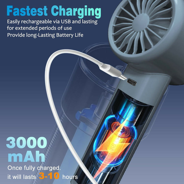 Portable Mini Fan Handheld Cooling Fan with Ice Cold Plate, 3000mAh Rechargeable Battery Instant Cooling, USB Personal Air Cooler for Home, Office, Travel, Outdoor Model B11B