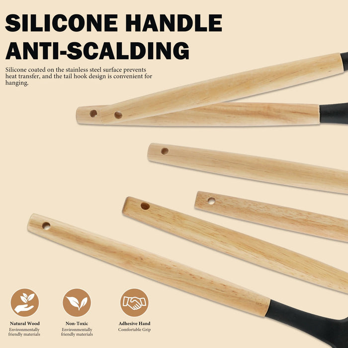 19-Piece Kitchen Utensil & Knife Set – Silicone Cooking Tools (11PCS) with 5 Knives, Scissors & Cutting Board, Heat-Resistant Non-Stick Cookware Set