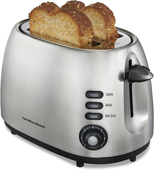 Hamilton Beach Slice Extra-Wide Slot Toaster with Sure-Toast Technology, Shade Selector, Bagel Setting, Brushed Stainless Steel (22220)