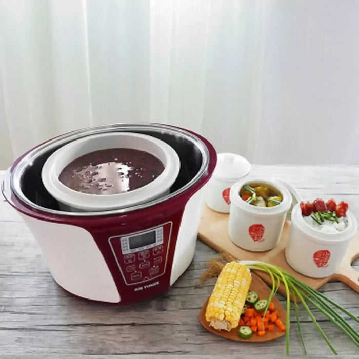 天際TONZE 不鏽鋼隔水電燉盅 白瓷全自動炖鍋 一鍋四膽 | Electric Stew Pot | 3.2L 600W