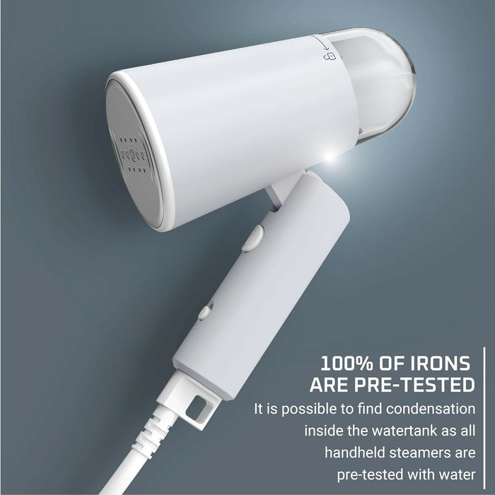 Rowenta Easy Travel 蒸汽衣物蒸汽機 2.3 盎司水箱容量，可折疊手持蒸汽機，輕鬆去皺，1100 瓦，便攜，熨燙，布料，旅行必備品