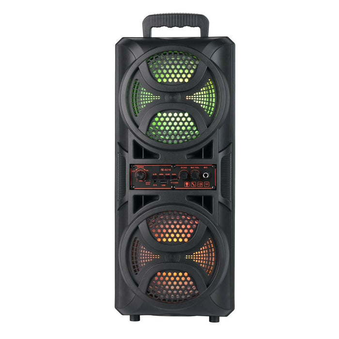 Portable Bluetooth Party Speaker Dual 6.5 in Subwoofers, RGB LED Lights, FM Radio, TWS Pairing, USB/TF/AUX Inputs, Microphone Included Karaoke Speaker for Home Parties Model CBS-6216