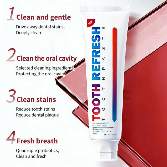 Tooth Refresh Toothpaste Gentle Daily Oral Care Paste for Fresh Breath, Surface Stain Cleaning & Clean Feeling Mint-Style Toothpaste for Adults, Home, Travel & Everyday Brushing, 100g