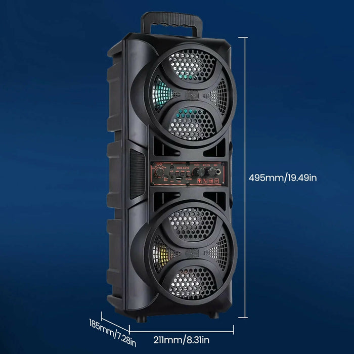 Portable Bluetooth Party Speaker Dual 6.5 in Subwoofers, RGB LED Lights, FM Radio, TWS Pairing, USB/TF/AUX Inputs, Microphone Included Karaoke Speaker for Home Parties Model CBS-6216