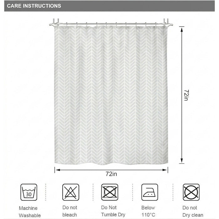 Shower Curtain, Grey White Geometric Bathroom Curtain, 100% Polyester Fabric, 12 Buttonholes, Machine Washable, Modern Bath Decor for Home, Apartment, Condo