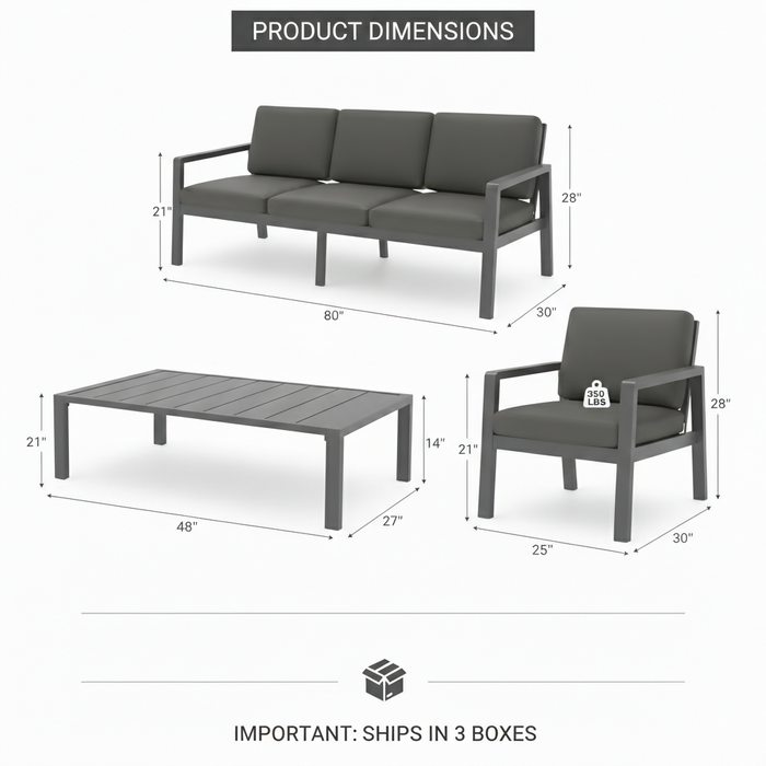 4-Piece Heavy Duty Steel , Outdoor Sofa Set, Outdoor Patio Conversation Set