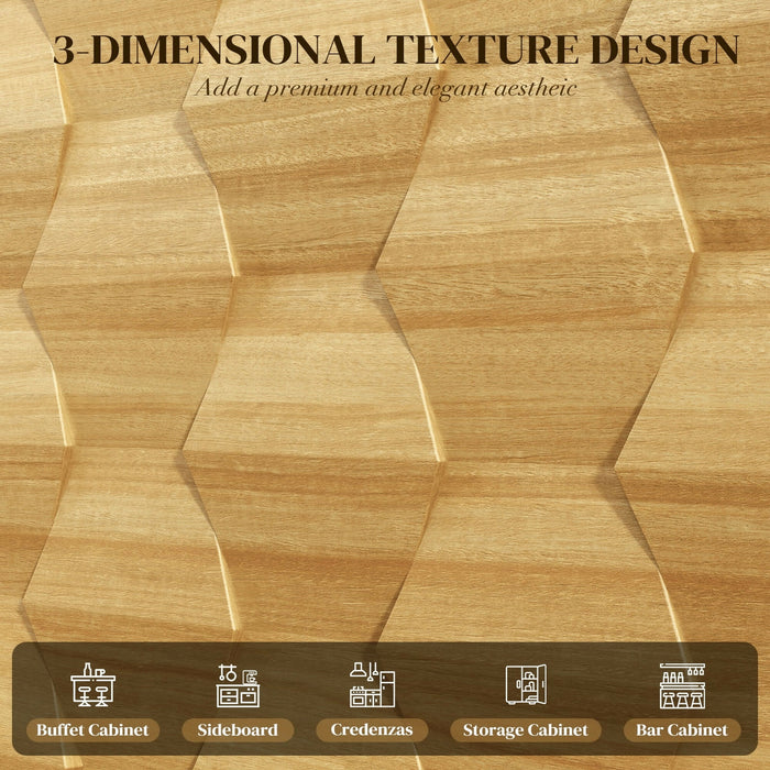 Sideboard Storage Cabinet with Doors Modern 3D Hexagon Design, Soft-Close Hinges, Handleless Push-Open, Thickened Top 31.5” Wide Buffet Cabinet for Dining Room, Living Room