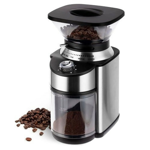 SBOLY 錐形毛邊咖啡研磨機，電動咖啡研磨機，具有 19 種研磨設置，不銹鋼滴濾器，滲濾器，法式濾壓壺，濃縮咖啡