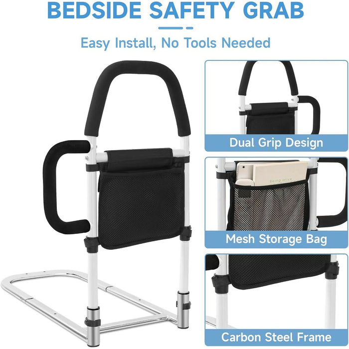 可調節雙扶手長者床邊輔助扶手｜Bed Assist Rail with Dual Handles & 173” Safety Strap