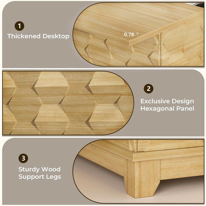 升降茶几 液壓升降枱面・隱藏收納・立體木紋設計｜Lift Top Coffee Table Hydraulic Lift Mechanism, Hidden Storage Compartment, Sliding Top Rails, 3D Textured Wood Design Modern Living Room Table 41.7”