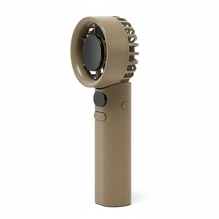 Mini Handheld Fan Rechargeable Portable Bladeless Fan with LED Display, Adjustable Speed & Quiet Operation USB-C Charging Compact Desk & Travel Fan Model M11 (Coffee Color)