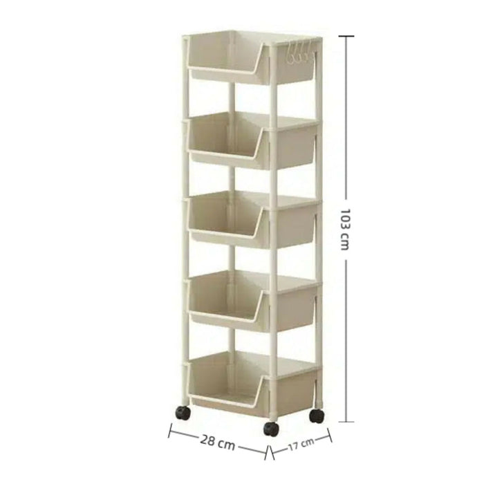 多層360°旋轉滾輪收納架（連掛鉤｜5層設計）