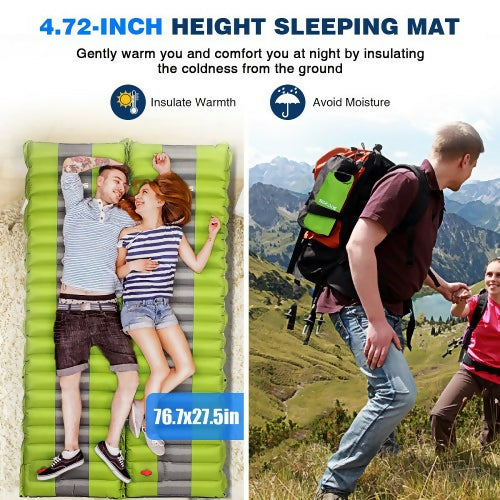 Lightweight Inflatable Sleeping Mat, Portable Compact Waterproof Pad for Camping, Hiking and Backpacking - 190 x 68 cm