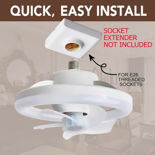 LED 風扇燈，26 公分迷你循環吊扇，帶遙控，360 度旋轉，3 種速度，3 種照明模式，適合家庭、臥室、辦公室