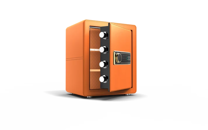 (Orange) Mini Safe - Colourful Series High-Security Smart Safe, Fingerprint,WIFI Remote & Keypad Lock