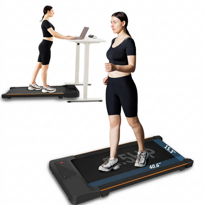 2-in-1 Under Desk Walking Pad Treadmill, Portable Compact Treadmill with Remote Control, Low-Profile Design, Wider Running Area, Home Office Fitness Machine for Walking and Light Jogging