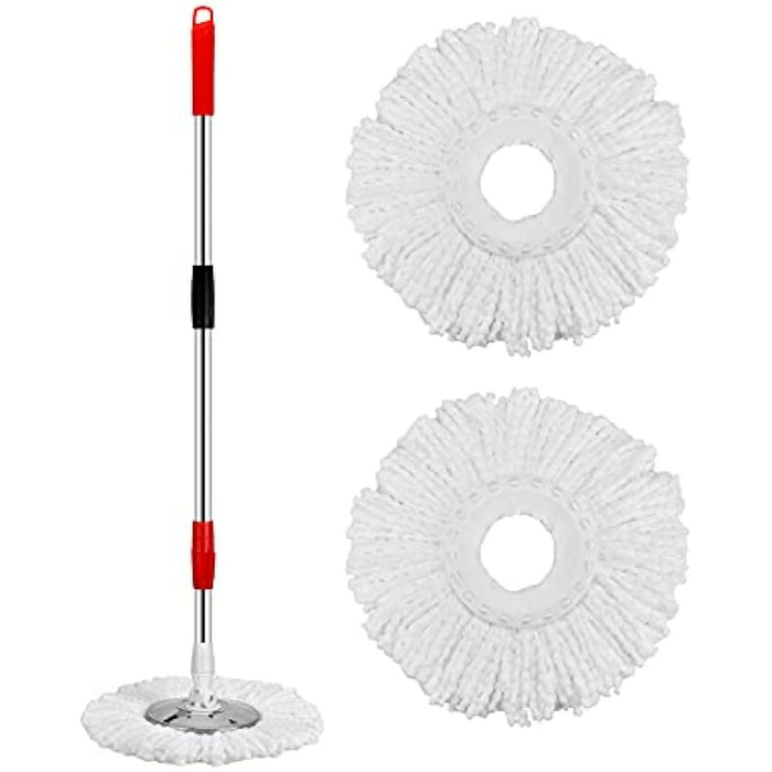 Spin Mop & Bucket Set with Wringer – 360° Rotating Microfiber Mop, Self-Wringing System, Telescopic Stainless Steel Handle, 3 Reusable Mop Heads, Dual-Chamber Bucket with Soap Dispenser for Floor Cleaning