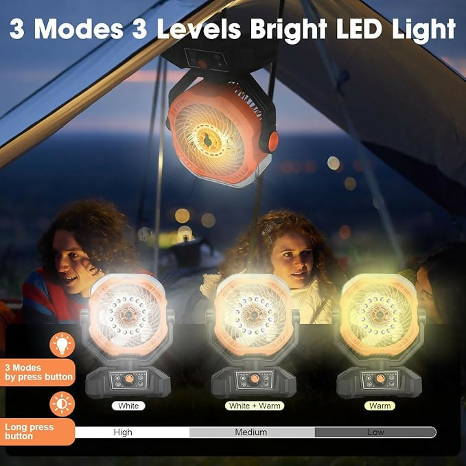 Misting Fan Rechargeable,8-Speed with Dual Mist Modes,40-Inch Long Range Spray,360ML Water tank,Portable Cooling Fan with Remote Control,Dual-Color LED Light for Patio,Camping,and Home Use(Orange)