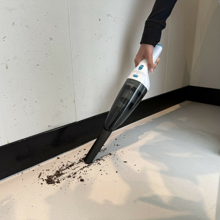 8V Cordless Hand Vacuum with USB Charging, Crevice Tool, Dusting Attachment and Wide Dusting Brush, White