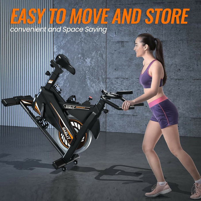 Indoor Cycling Exercise Bike 330 lb Capacity Ultra-Quiet Belt Drive Adjustable Seat & Handlebars Resistance Control Home Cardio Spin Bike
