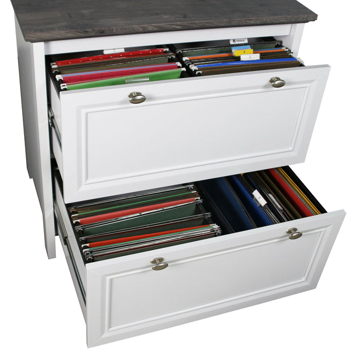 Maxxus Olivia Grey Oak and White Finish 2 Drawer Lateral Filing Cabinets