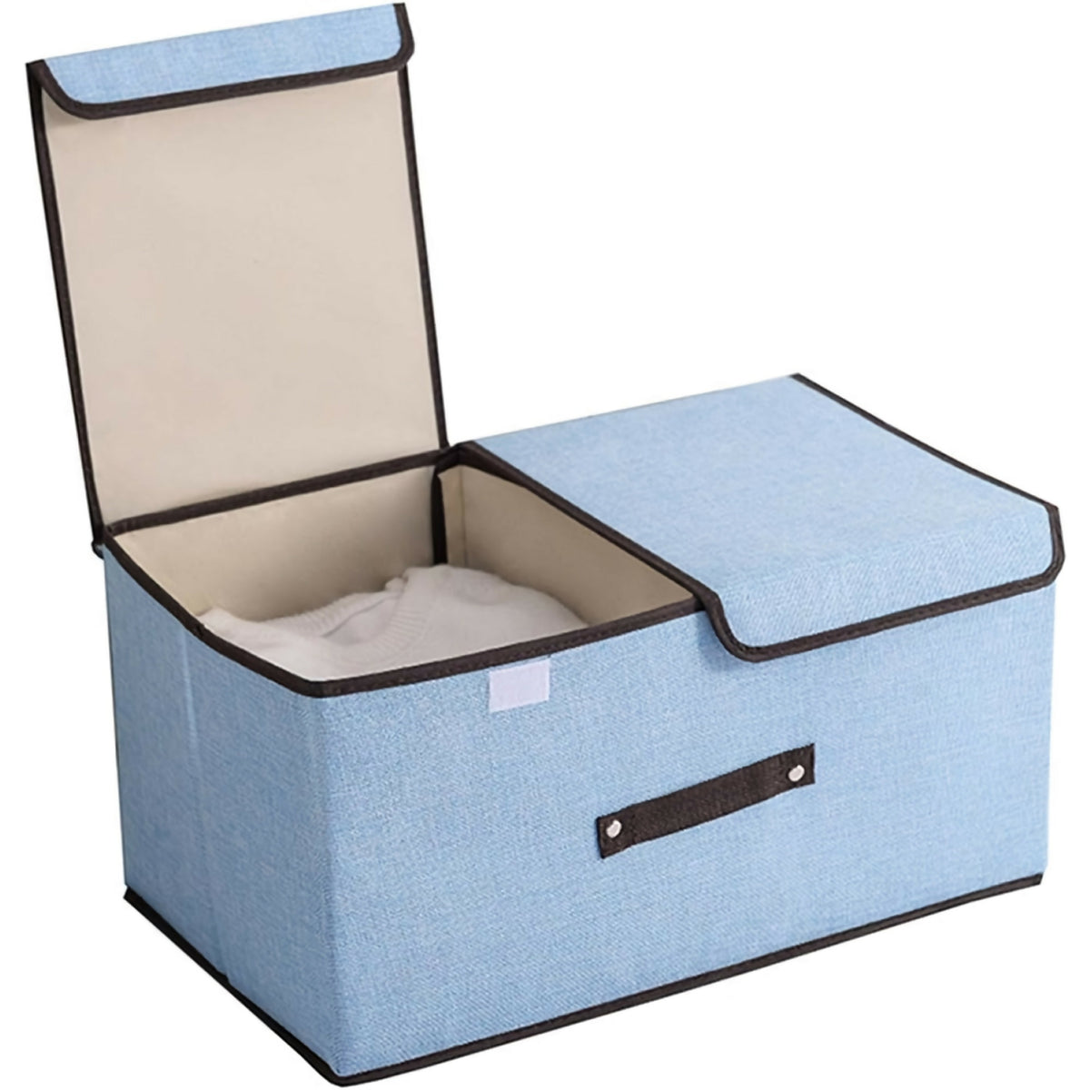 Foldable Linen Storage Box, 50 x 30 x 25 cm Double Lid Organizer Conta ...